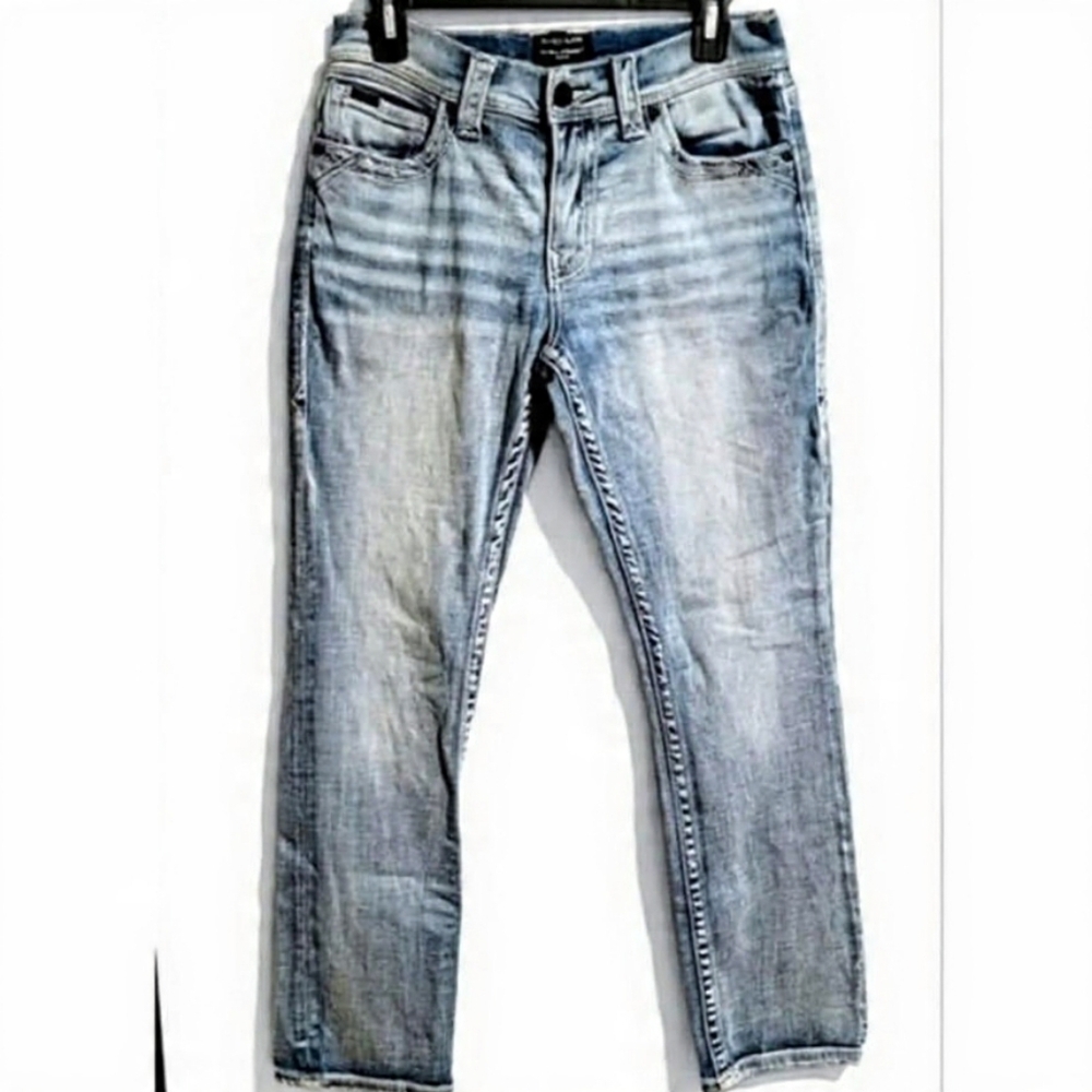 BKE Buckle Black Miramar No. 3 Straight Slim Fit Stretch Daeted Pockets Low Rise